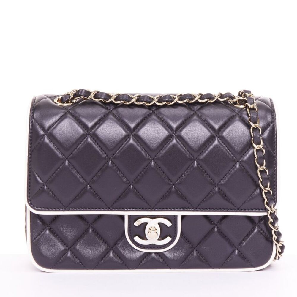 Chanel 2025 Graphic Frame Black Leather Mini Bag